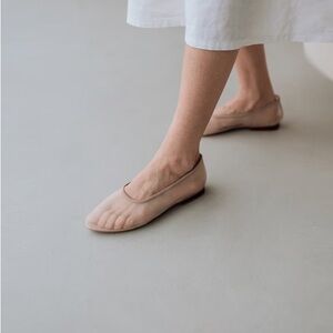 Used Beige Mesh Flats